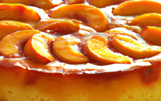 Peach Upside-Down Cake: A classic dessert with a twist, this cake features a layer of caramelized peaches on top of a fluffy vanilla cake.
