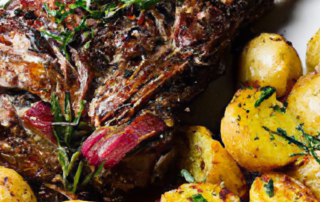Roasted lamb with garlic and rosemary is a classic dish that is perfect for a special occasion or a Sunday dinner. The combination of tender lamb, aromatic garlic, and fragrant rosemary creates a flavorful and delicious meal that will impress your guests. Serve this dish with roasted vegetables and potatoes for a complete and satisfying meal.
