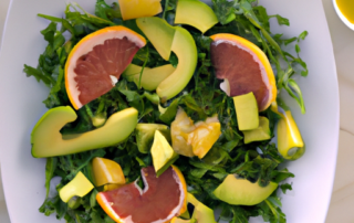 Citrus and Avocado Salad: Mix together arugula, sliced avocado, and segmented oranges or grapefruits. Drizzle with a citrus vinaigrette made with lemon juice, honey, and olive oil.