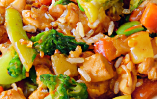Turkey and Vegetable Stir-Fry: Ground turkey is stir-fried with vegetables like broccoli, carrots, and bell peppers, and served over rice for a healthy and flavorful meal.