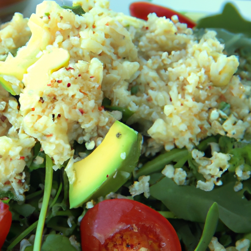 Arugula and Quinoa Salad: Mix arugula with cooked quinoa, sliced cherry tomatoes, diced avocado, and crumbled feta cheese. Dress with a lemon vinaigrette.