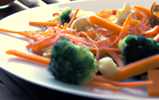 Carrot and broccoli stir-fry with ginger and soy sauce