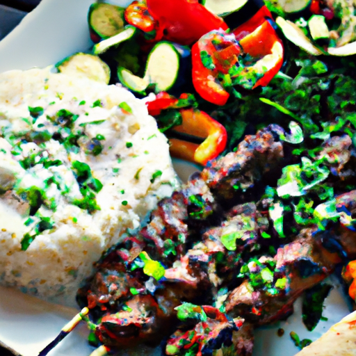 Lamb Kebabs with Tzatziki Sauce: Skewered lamb marinated in a blend of Mediterranean spices and served with a refreshing tzatziki sauce. Serve with a side of rice or grilled vegetables.