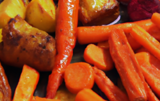 Roasted Carrots and Sweet Potatoes with Honey Glaze: Toss diced sweet potatoes and carrots with olive oil, salt, and pepper. Roast in the oven until tender and drizzle with a honey glaze made from honey, butter, and cinnamon.