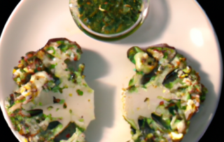 Cauliflower Steaks with Chimichurri Sauce: Slice cauliflower into thick steaks and roast until tender. Top with homemade chimichurri sauce made with fresh herbs, garlic, and olive oil.