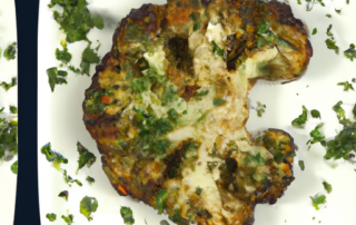 Cauliflower Steaks with Chimichurri Sauce: Slice cauliflower into thick steaks and roast until tender. Top with homemade chimichurri sauce made with fresh herbs, garlic, and olive oil.