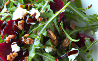 Arugula and Beet Salad: Combine arugula, roasted beets, crumbled goat cheese, and candied pecans. Dress with a balsamic vinaigrette.